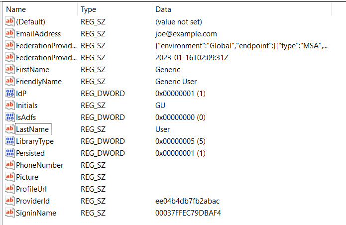 Registry editor